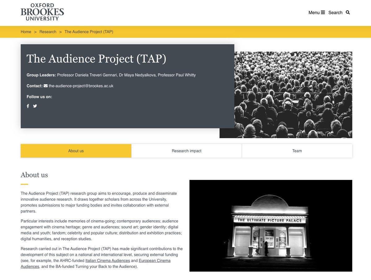 At 1 pm (UK time) our PI Dr Miguel Fernández Labayen &amp; Dr Santiago Lomas (Universidad Carlos III de Madrid) will present the Archive Of Cinematic Mobility through the talk "Archiving Mobility and Migration in Film: Challenges and Methods" at the seminar organized by <a href="/TAP_Brookes/">The Audience Project</a>