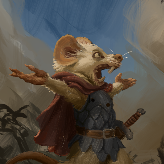 Started out as a dumb joke sketch, but then the urge to paint it came over. Croix the mouse vs @TFiddlerArt's Cypress