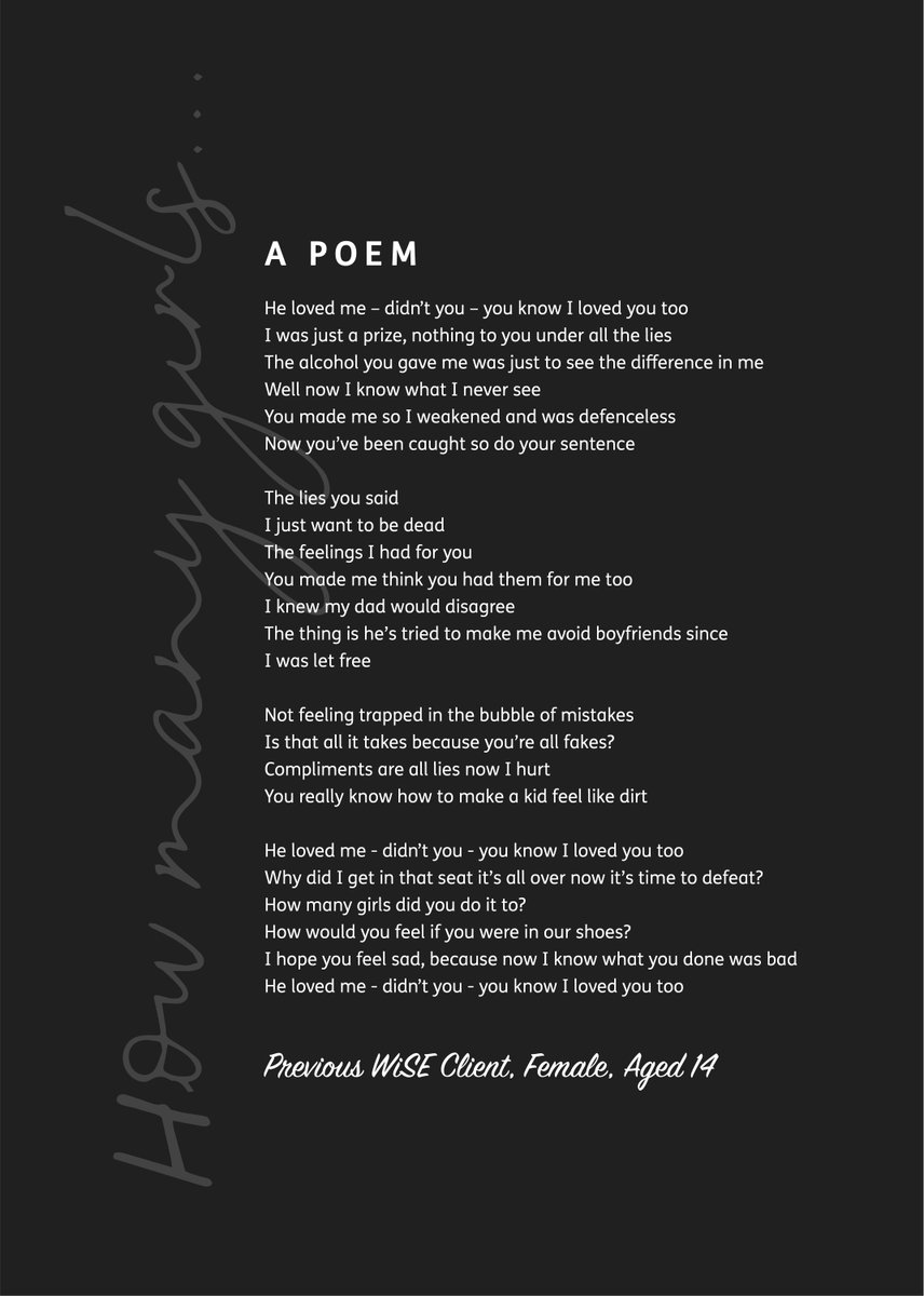 This poem was written by a 14 year old girl who worked with WiSE following her experience of sexual exploitation. #CEAday21