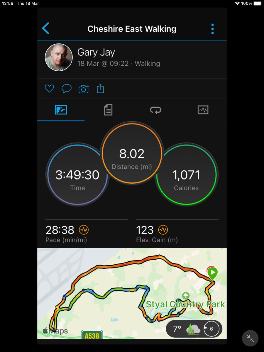 So I Walked 8 miles today,  Which might not be a lot to some people, but when you’re trying to get over a broken ankle and your fat, that was my Everest. #fitness #walking #garmin #hiking #adventure #cheshire