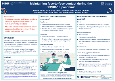 capcbristol's tweet photo. Great poster presented by @ATurner0 on maintaining face-to-face consulting during the #COVID19 pandemic - more findings from the #RAPCIstudy.
#swsapc21 #primarycare #research https://t.co/QZQiIthTUd