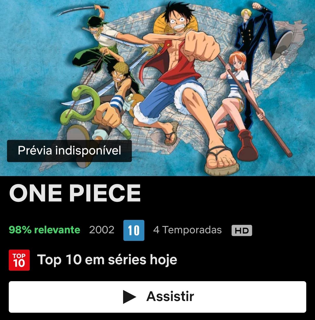 Já Tem Sabaody Dublado na Netflix Hoje? on X: Eu não tinha percebido, mas One  Piece já tinha saído do top 10 séries! Ele voltou! / X