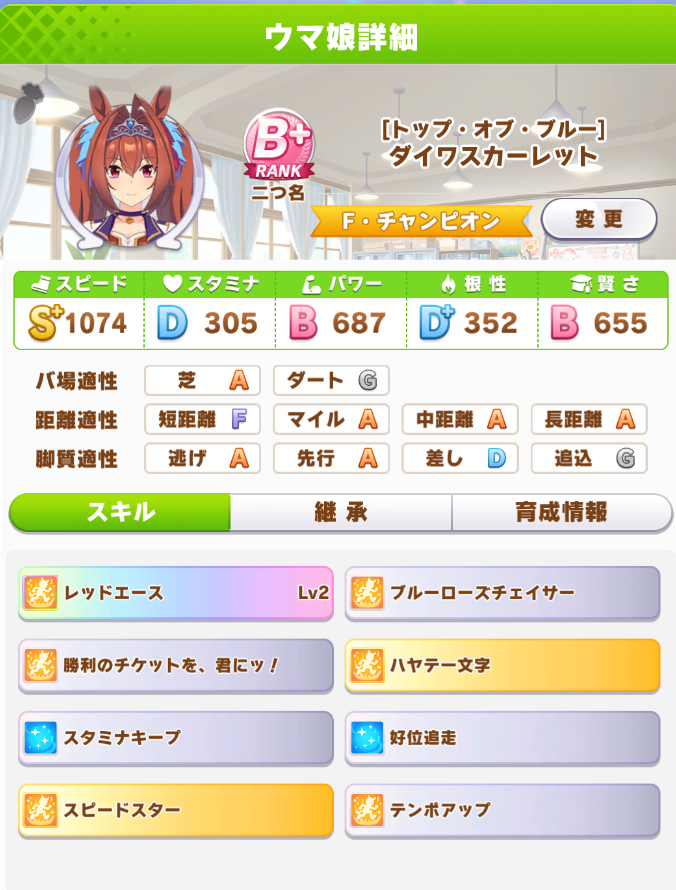 くるす これは 逃げのスカーレット育成するかーと逃げ編成組んだら 中盤まで一向に逃げスキルが来ずに先行育成したダイワスカーレットです