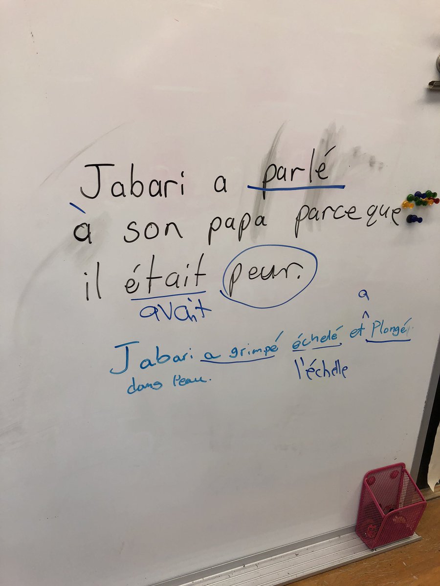 Today, we read a beautiful story about courage and practiced le passé composé by recalling Jabari’s actions and feelings from the story. @TDSB_fsl
