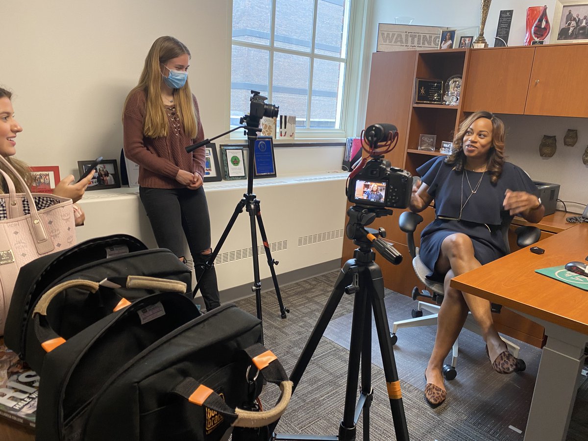 WE_ARE_MBC's tweet photo. Happening Now: The MBC team is grateful &amp; honored for the opportunity to interview (Dr. Whitney Gaskins) @WhitneyGaskins a history making pioneer at @uofcincy 
She will be featured on our March 25 b-cast  
Emilia, @kyleygigs @rilee_malloy @oliviawise73  getting it done for MBC https://t.co/Srhsdx5WtQ