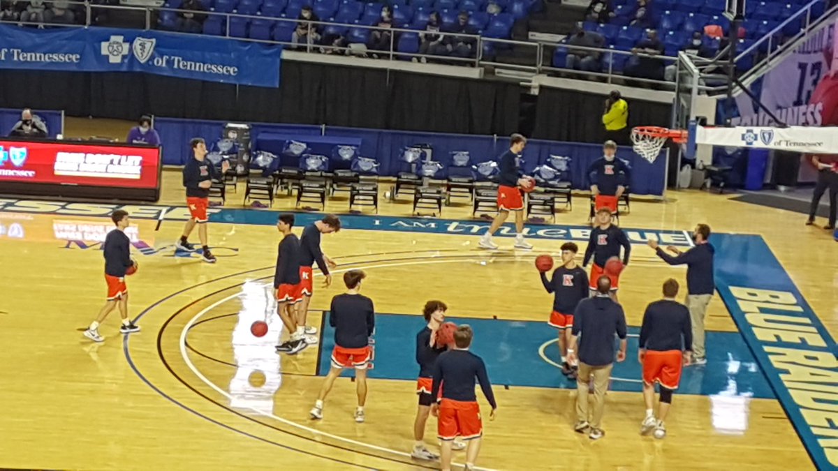 Kingston warming up before its first round State Tournament game in the Murphy Center at Murfreesboro.