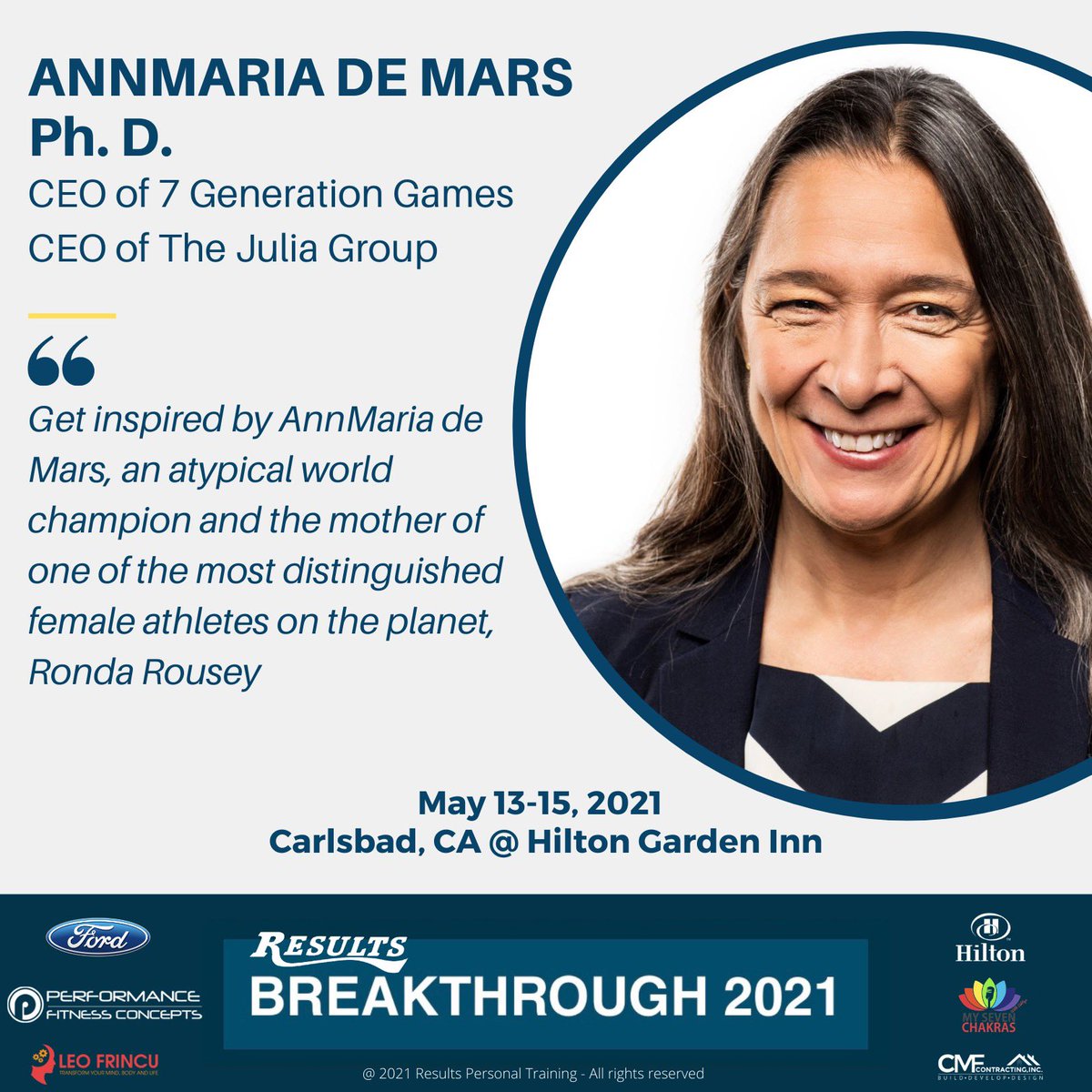 LeoFrincu's tweet photo. ‼️OUR FEATURED GUEST SPEAKER‼️ 
AnnMaria De Mars Ph. D.– World Judo Champion, CEO of 7 Generation Games and The Julia Group.
She is the first American to win a gold medal 🏅at the World Judo Championships. Learn more ⬇️

https://t.co/UjUbGSg2SJ https://t.co/rfgl5OBq1Z