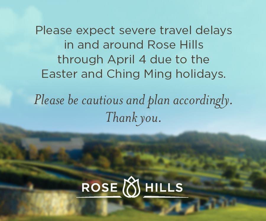Did you know that every few years these two holidays fall on the same day? 

Please expect severe travel delays in and around Rose Hills through April 4 due to the Easter and Ching Ming holidays. 

Please be cautious and plan accordingly.