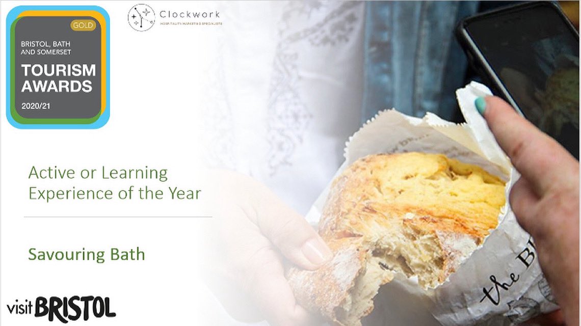 SavouringBath's tweet image. We just won a Gold Award for Active/Learning Experince of the Year at the @BBSTourismaward #bbsta20!!!! #totallyamazed Thank you so much to everyone who supported us and helped make this happen 😍😍😍#foodtours #culinarytourism #welovebath