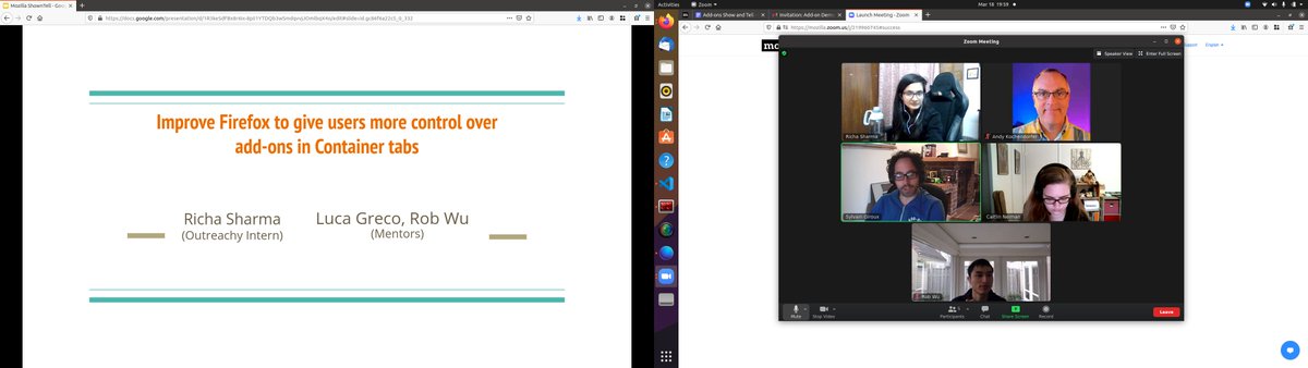 geekGirlRicha's tweet image. Had a great presentation at Add-ons Show&apos;nTell for my @outreachy project with @mozilla ! 🥳🥳