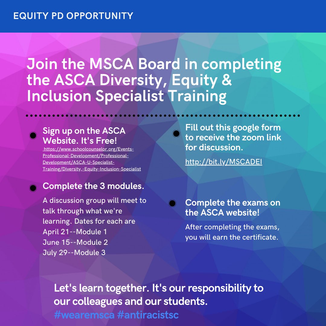 CounselorPPL's tweet photo. Please join us in this exciting professional development opportunity! #weareMSCA https://t.co/9LCbbIXFhm