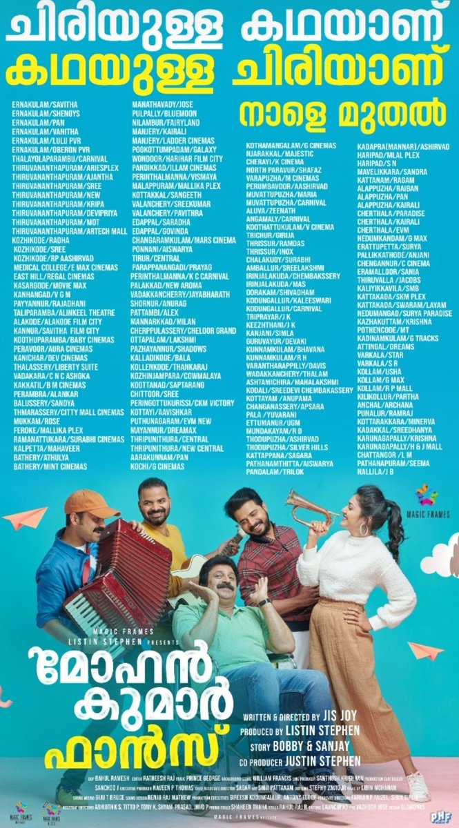 Ab George On Twitter Mohankumarfans Kerala Theatre List Releasing In 164 Theatres Approx 190 Screens Excellent Release For A Kunchacko Boban Movie By Magicframes Magic Frames After Super Hit Master Kunchacko After Blockbuster Anjaam Pathiraa