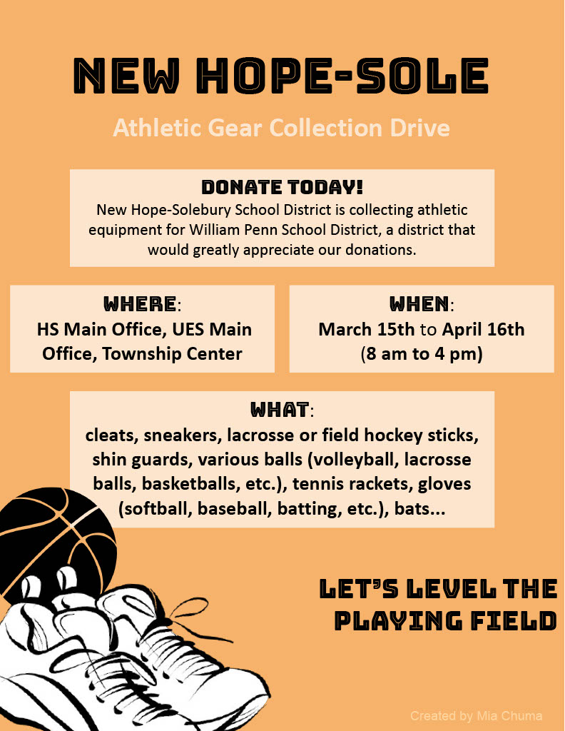 The Student Equity Committee and Athletic Department are running a sports equipment drive to collect new or slightly used sports equipment through April 16.