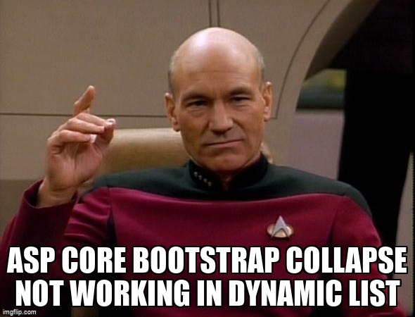 overflow_meme's tweet image. Asp Core Bootstrap collapse not working in dynamic list stackoverflow.com/questions/6669… #csharp50 #bootstrap4 #aspdotnetmvc #jquery #aspdotnetcore