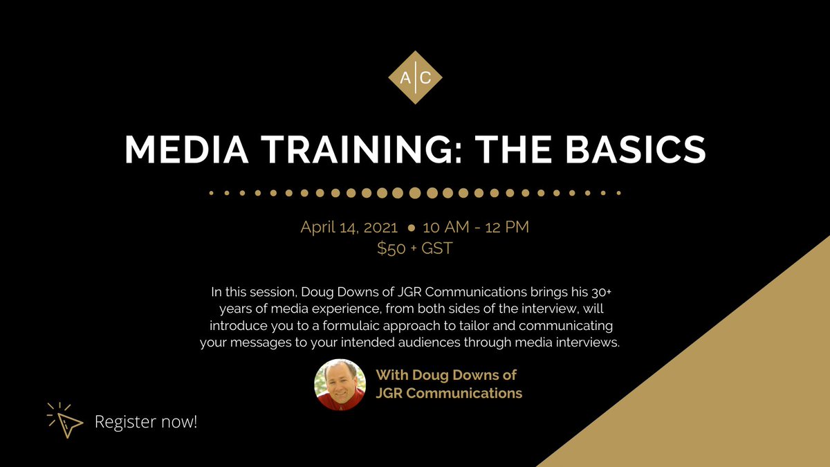 Alberta Counsel (@albertacounsel) on Twitter photo Get ready for our Media Basics training with <a href="/DougDownsCanada/">Doug Downs, SCMP, ⚾</a> of JGR Communications on April 14, 2021.
Register now: bit.ly/38KhudT
#YEGcomms #ABpoli #YEGpr Get ready for our Media Basics training with <a href="/DougDownsCanada/">Doug Downs, SCMP, ⚾</a> of JGR Communications on April 14, 2021.
Register now: bit.ly/38KhudT
#YEGcomms #ABpoli #YEGpr