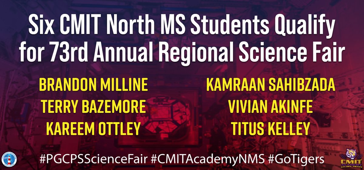 Chesapeake Lighthouse Foundation (CLF) (@clf_clf) on Twitter photo 🥳🥳Please join us in congratulating the 6 <a href="/CMIT_Middle/">CMIT Academy Middle School - North</a> students who have advanced to the 73rd Annual #PGCPS Science Fair🧪! We wish them the best of luck this weekend! #GoTigers #sciencewillwin #PGCPSsciencefair 🥳🥳Please join us in congratulating the 6 <a href="/CMIT_Middle/">CMIT Academy Middle School - North</a> students who have advanced to the 73rd Annual #PGCPS Science Fair🧪! We wish them the best of luck this weekend! #GoTigers #sciencewillwin #PGCPSsciencefair