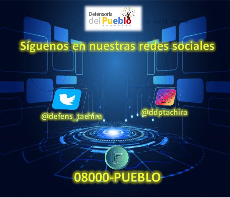 Puedes seguir las redes sociales de <a href="/defens_tachira/">Defensoría Táchira</a> y conocer el trabajo que se realiza en la Defensoría. <a href="/Defensoria_Vzla/">Defensor del Pueblo</a> <a href="/aruizddp/">Alfredo Ruiz</a>