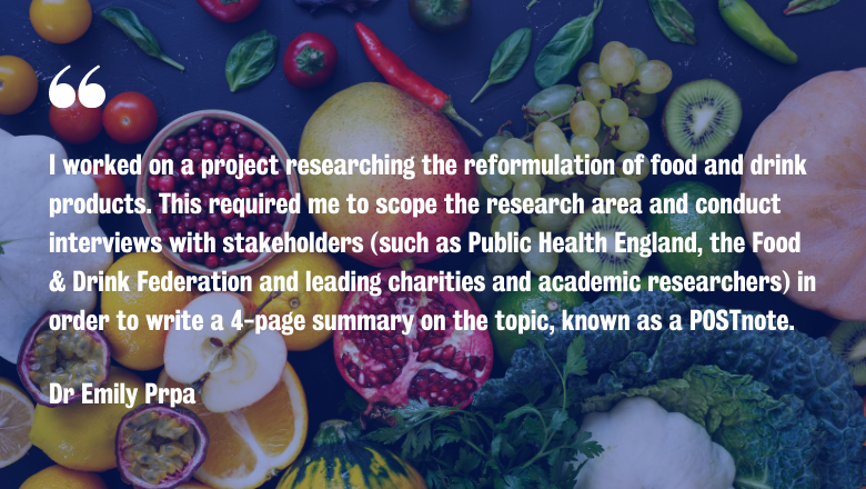 lifecourse_KCL's tweet photo. Dr Emily Prpa PhD is part of the Department of Nutritional Sciences

We spoke to Emily about her career and recent Fellowship focused on #food and #drink reformulation at The Parliamentary Office of Science &amp; Technology 🥤🍇

Read more: https://t.co/HYTYXt812N

#nutritionresearch https://t.co/GMoMPt5FR0