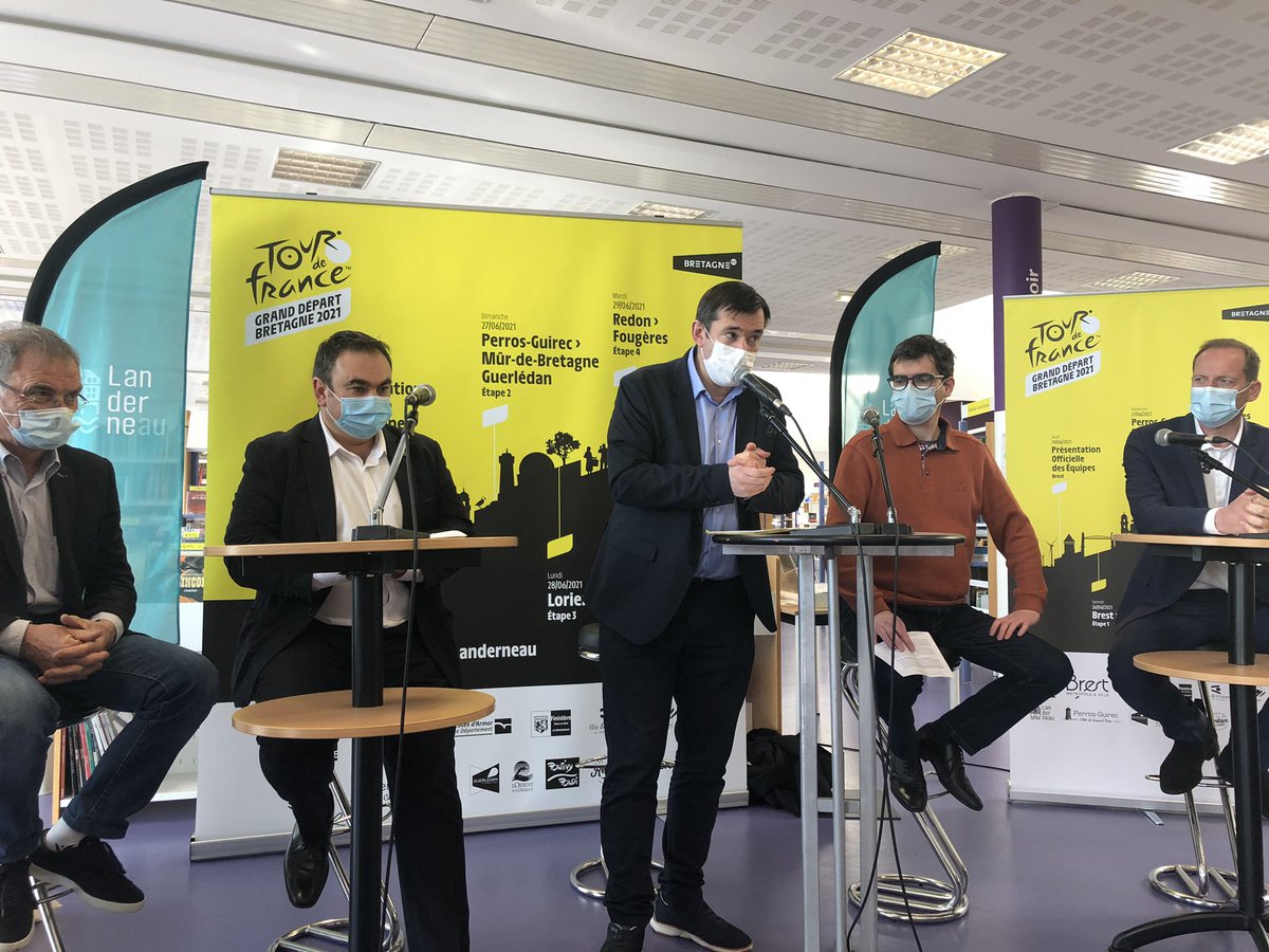 FORTINLhour's tweet photo. Ravie de participer à la conférence de presse #Landerneau, ville qui accueille pour la 1ère fois le Tour de France pour la 1ère étape 2021 :  Brest -Landerneau #J-100 #Partenaires @regionbretagne @CCPLD_bzh https://t.co/uo1zyrGSUZ