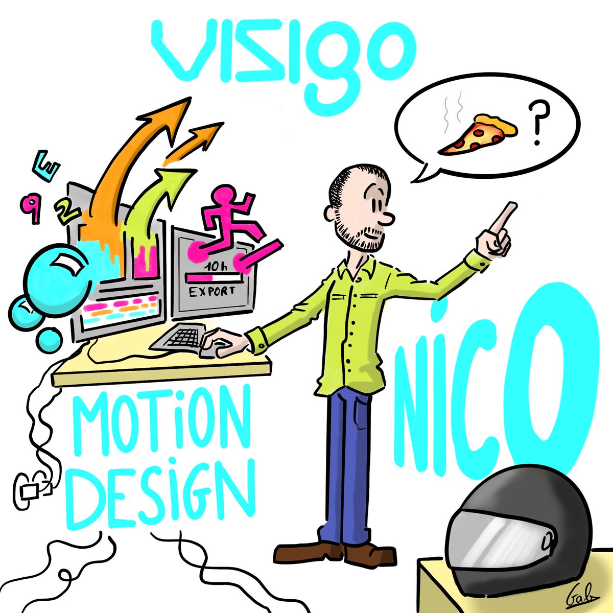 agencevisigo's tweet photo. Nicolas est celui qui donne de la vie et de la couleur à nos vidéos ! Il cherche en permanence la nouveauté et les moyens de mettre à l'écran ses idées débordantes 👾
Il n'est pas non plus fâché avec le goûter 🍪☕️🍰😄
#visigo #équipe #portrait #dessin #motion #design https://t.co/7a2mijwdLb