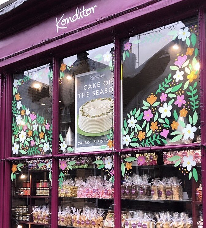 Konditor (@konditorcakes) on Twitter photo Aren’t our windows bloomin’ Marvellous?🌸🌼🌺 Thanks to the talented <a href="/FrancescaTiley/">Francesca Tiley</a> for bringing a burst of colour and life to our shop windows ready for Spring/Easter!🍰🍄🌈 #Konditor #joythroughcake #bakery #London Aren’t our windows bloomin’ Marvellous?🌸🌼🌺 Thanks to the talented <a href="/FrancescaTiley/">Francesca Tiley</a> for bringing a burst of colour and life to our shop windows ready for Spring/Easter!🍰🍄🌈 #Konditor #joythroughcake #bakery #London