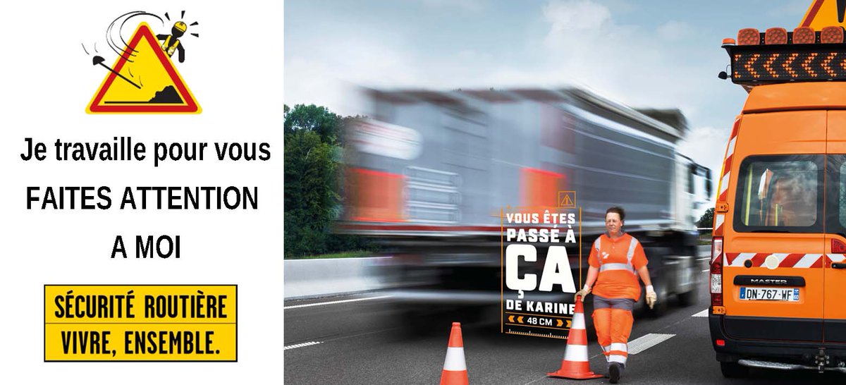 [semaine de la #Courtoisieauvolant] Pour une conduite zen et une #Routeplussure, ralentissez près des chantiers et des accidents ⚠️, les agents des routes et les secours 🚨travaillent pour notre sécurité 👍