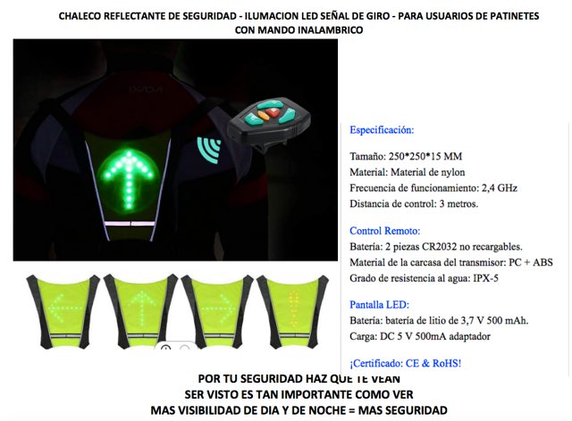 JACpcb's tweet photo. CHALECO DE SEGURIDAD REFLECTANTE - LUZ DE LED SEÑALIZACIÓN SITUACIÓN ESPECÍFICO PARA USUARIOS PATINETES ELÉCTRICOS POR TU SEGURIDAD HAZ QUE TE VEAN https://t.co/1nZ1s6M68W