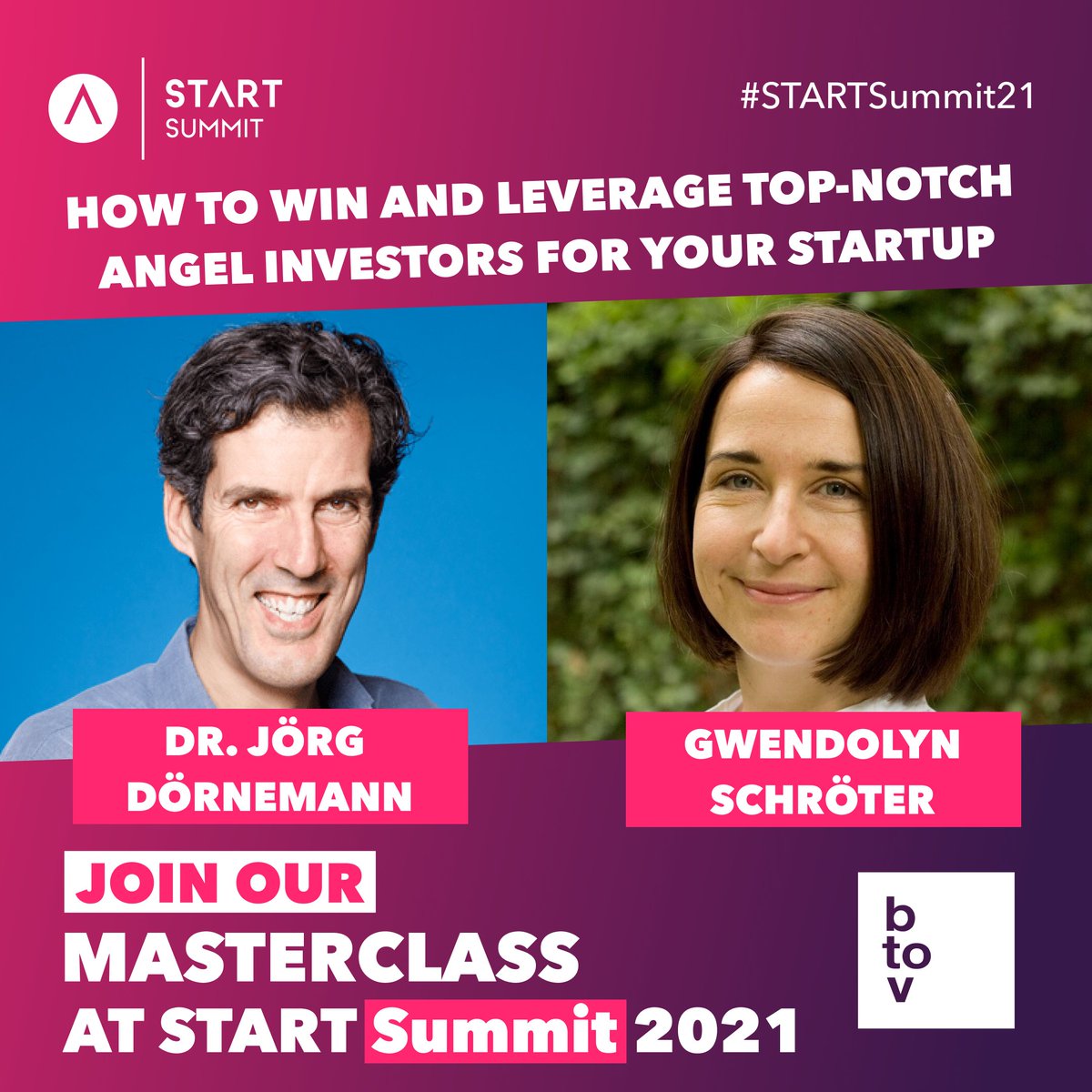 Join our Masterclass on Thursday the 25th of March at 5:30-6 pm CET to listen to Jörg Dörnemann, Partner at btov Partners, and Gwendolyn Schröter, Managing Director at Golzern Holding answering the question: “How to win and leverage top-notch Angel Investors for your startup”