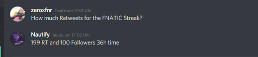 Retweet Challenge with <a href="/Nautify47_/">Nautify47</a> for a FNATIC STREAK! Only 199 in 36h.  Following all back who retweet
