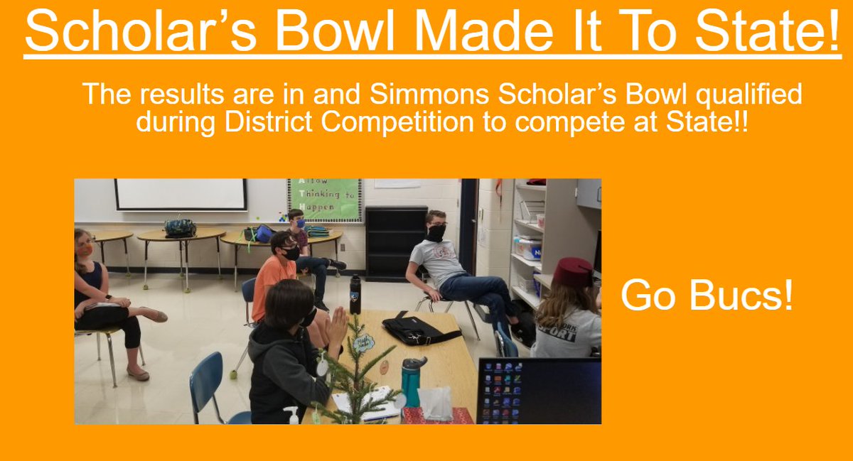 simmonsbucs's tweet image. Congratulations to Coach Arman and the @simmonsbucs Scholar&apos;s Bowl team who qualified for state this year! Go BUCS!