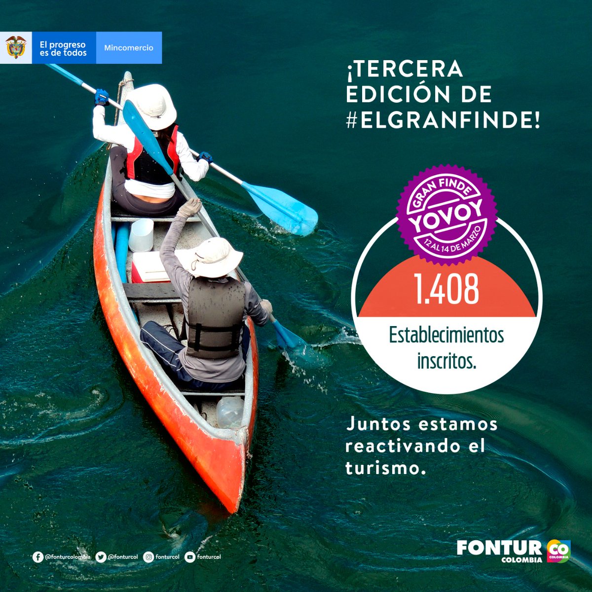 fonturcol's tweet photo. ¡Uno de los frentes clave para impulsar la recuperación del sector turístico fue nuestra tercera edición de #ElGranFinde!
Tuvimos 1.408 establecimientos inscritos los cuales comercializaron hasta 1.618 ofertas.
#ColombiaSeReactiva #YOVOY https://t.co/EnRq79ZHmE