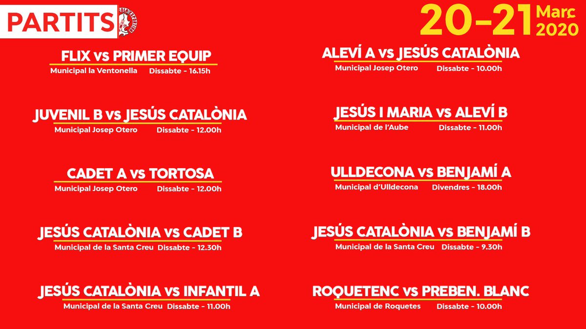 📆 PARTITS | Tornen els partits del futbol amateur que jugarà la tercera jornada de lliga i el futbol base on es disputaran amistosos per tal de preparar la tornada a la competició! Som-hi! 💪🏼