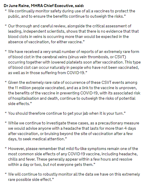 KKCheng4's tweet photo. Following a rigorous scientific review of all the available data, MHRA said the available evidence does not suggest that blood clots in veins (venous thromboembolism) are caused by COVID-19 Vaccine AstraZeneca.

https://t.co/2tbV8b9cqi https://t.co/UhwRJde01A