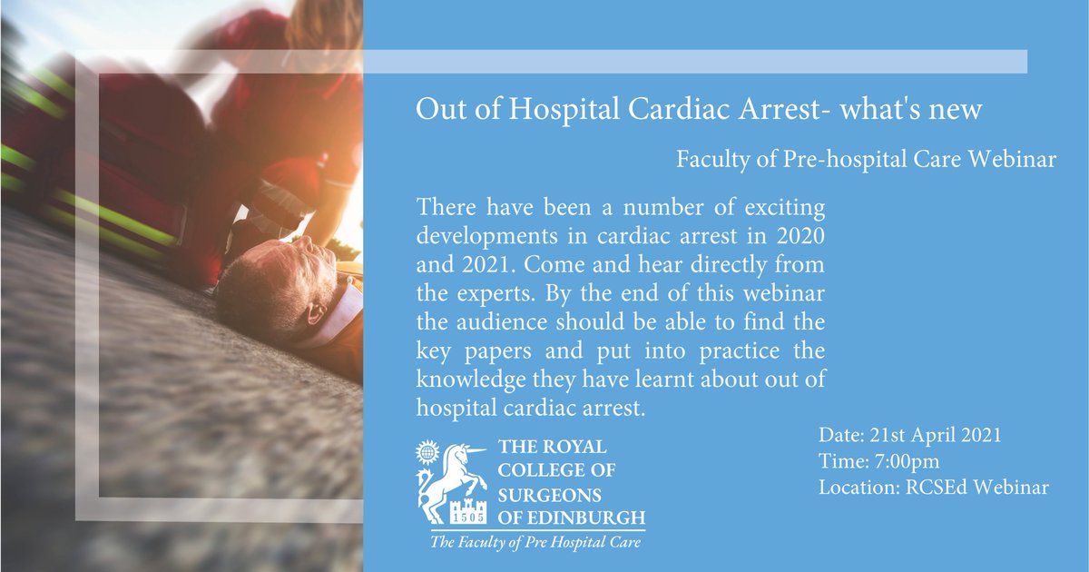 Join us at our next FPHC Webinar: Out of Hospital Cardiac Arrest - what's new
This webinar takes place at 7pm on the 21st April, where you can hear from the experts about several exciting developments in cardiac arrest.
Register for the event here: rcsed.ac.uk/professional-s…