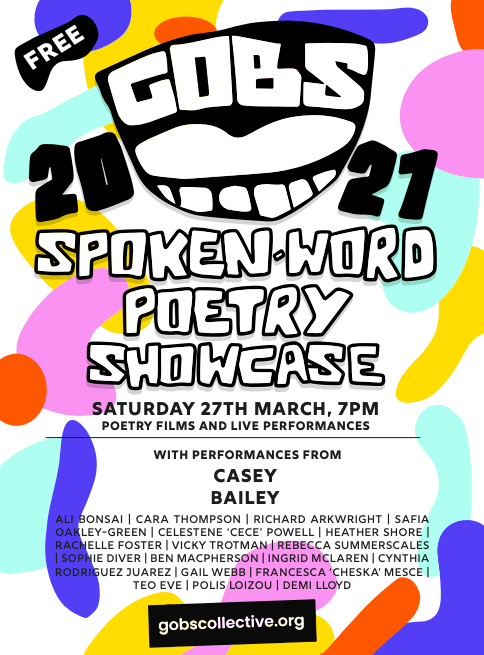 GOBScollective's tweet photo. Hear GOBS roar alongside @MrCaseyBailey this March.

Poetry films and live performances from the finest spoken-word artists in the Midlands.

Saturday 27 March, 7pm.

Register for free: https://t.co/8QVFOnFTli
Limited tickets. Don't miss out. https://t.co/rQW4Exglgp