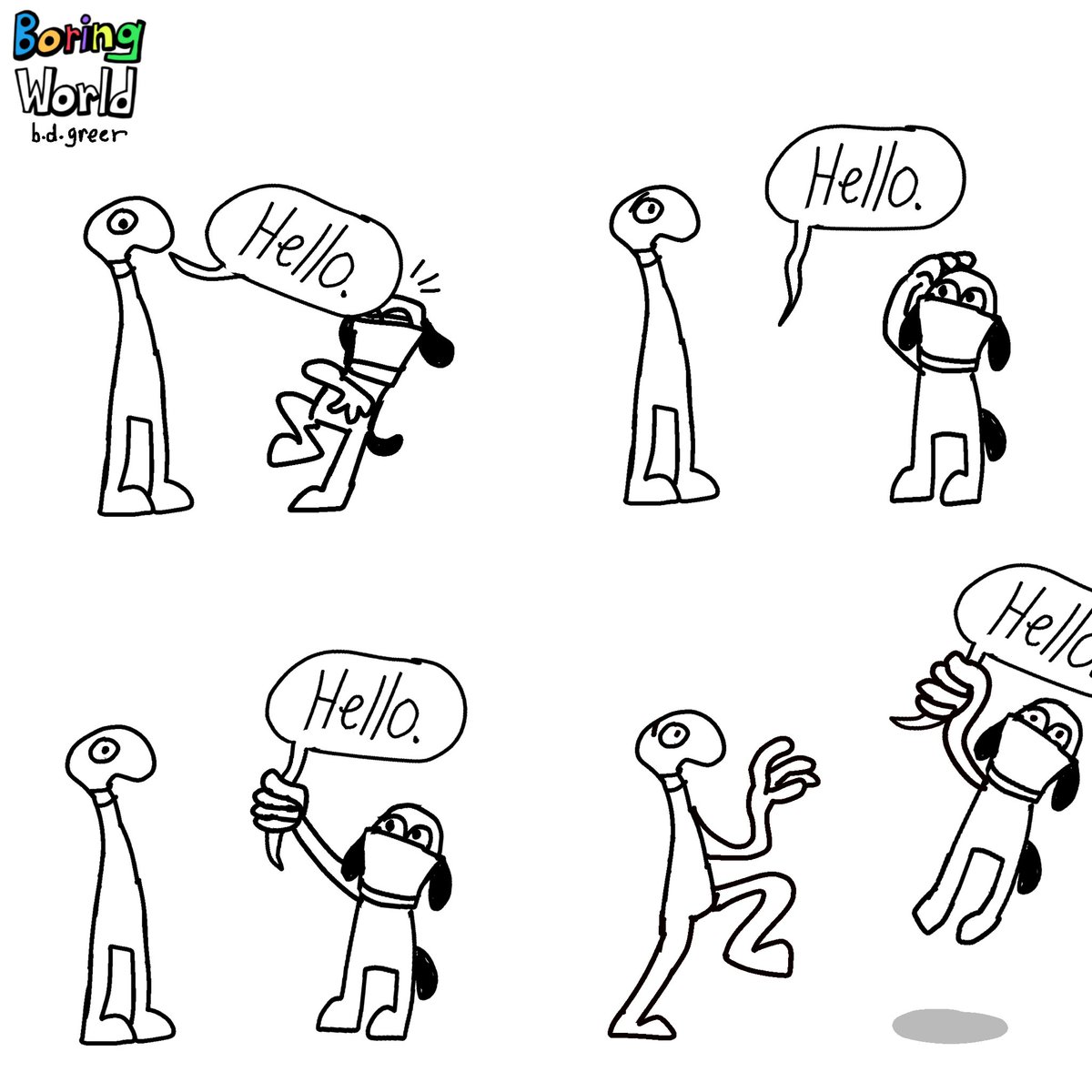 bdgreer's tweet photo. ▫️Boring World 21.
——
They call them “word balloons” for a reason. #comics #artwork #boringworld https://t.co/gKLM9rpNpw