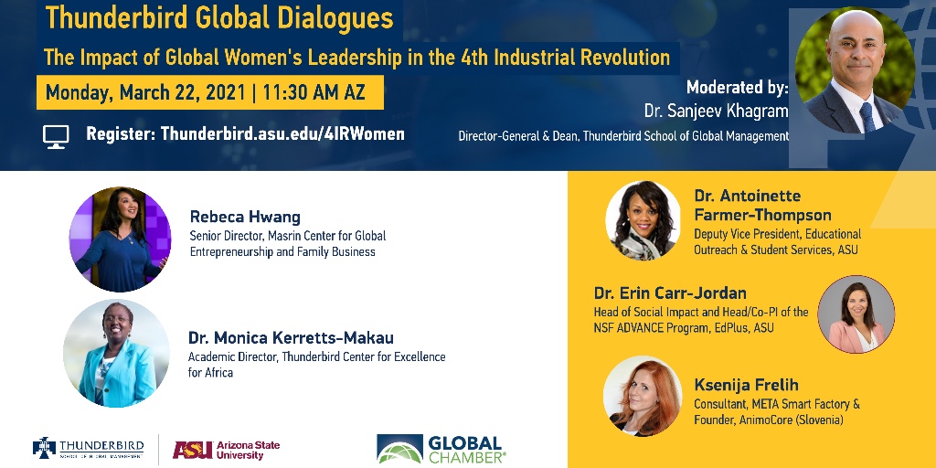 Thunderbird School of Global Management (@thunderbird) on Twitter photo Join us on March 22nd to discuss how women’s leadership in all sectors will be critical to achieving global prosperity in this exciting new age. Registration now open.
🔗thunderbird.asu.edu/4IRWomen
#WomensHistoryMonth #4IR #VirtualEvent
@deankhagram <a href="/rebecahwang/">Rebeca Hwang</a> @monicakerretts Join us on March 22nd to discuss how women’s leadership in all sectors will be critical to achieving global prosperity in this exciting new age. Registration now open.
🔗thunderbird.asu.edu/4IRWomen
#WomensHistoryMonth #4IR #VirtualEvent
@deankhagram <a href="/rebecahwang/">Rebeca Hwang</a> @monicakerretts