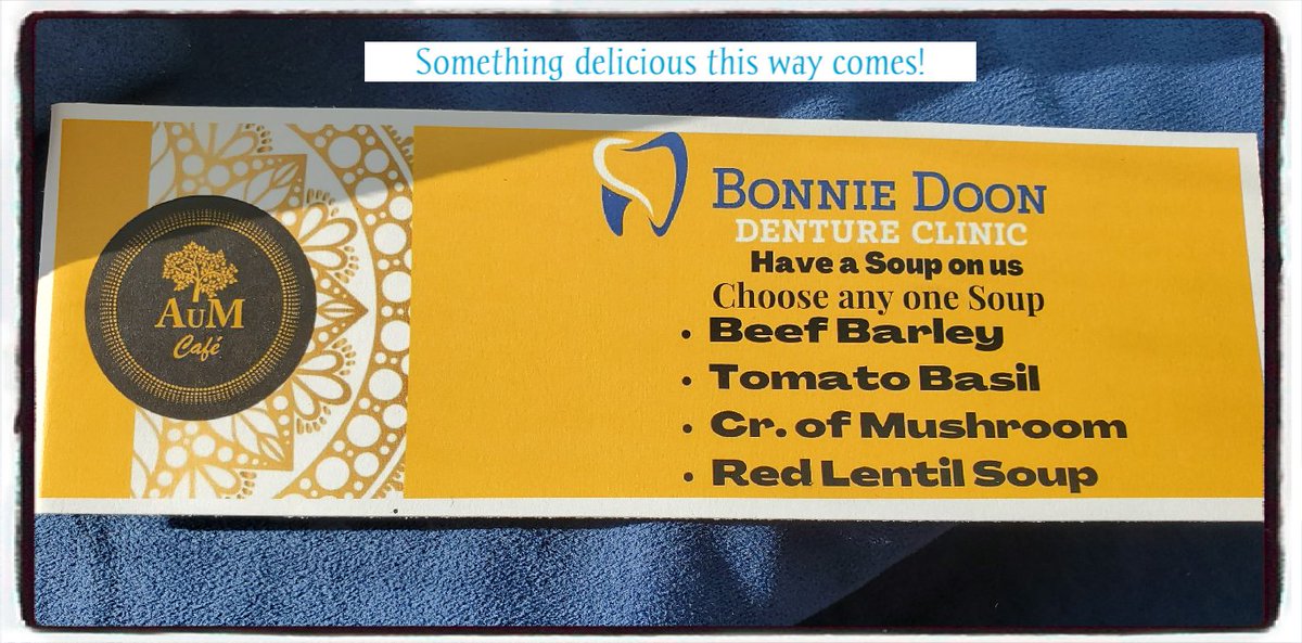 Bonnie Doon Denture Clinic & AUM Cafe are teaming up with a delicious offer. Book your Free Consult with our clinic & see how you can get a free soup! My personal fav is the Tomato Basil Soup with  one of the Grilled Cheese Sandwiches, a perfect lunch! #yeg #aumcafe #bonniedoon