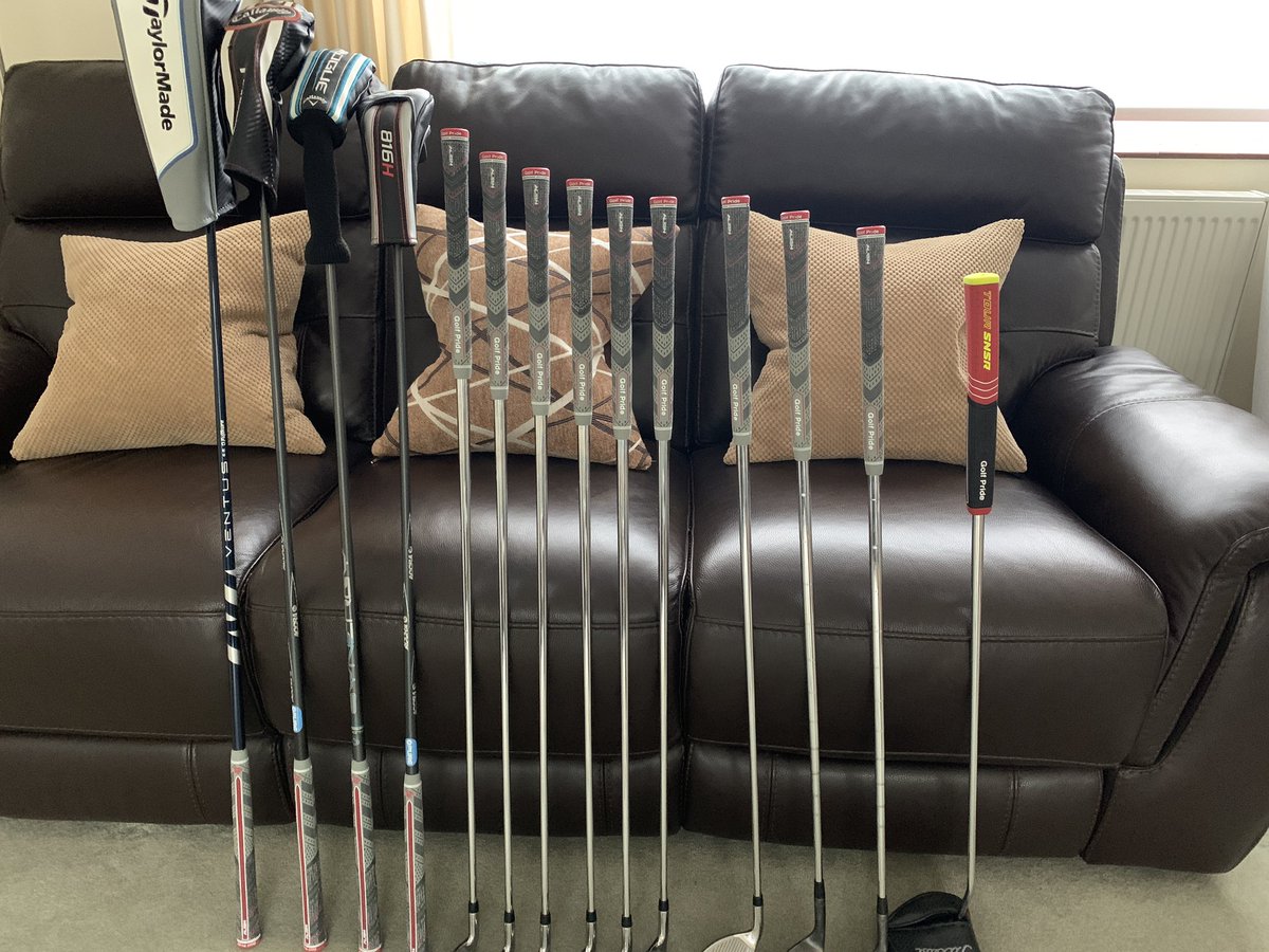 Full set of shiny new grips to start the season (eventually 🙄), courtesy of <a href="/jfgolf3/">JF GOLF</a>  <a href="/jonathan_favell/">Jonathan Favell</a> Outstanding quality and service as always. Thanks Jon 👏 #GreatJob #ReGrip