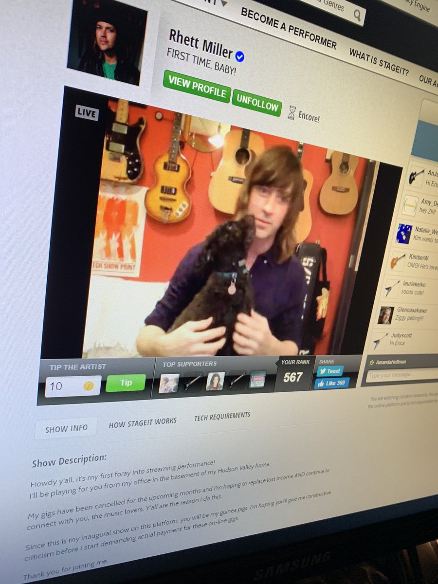rhettmiller's tweet photo. One year ago I played my first concert on @stageit. Tonight I’ll play my 200th. 
Here are some memories from that first night. 

Also, tonight’s setlist will be dictated by y’all. We will “go to the phones” after each song! https://t.co/pNtEU7nXte