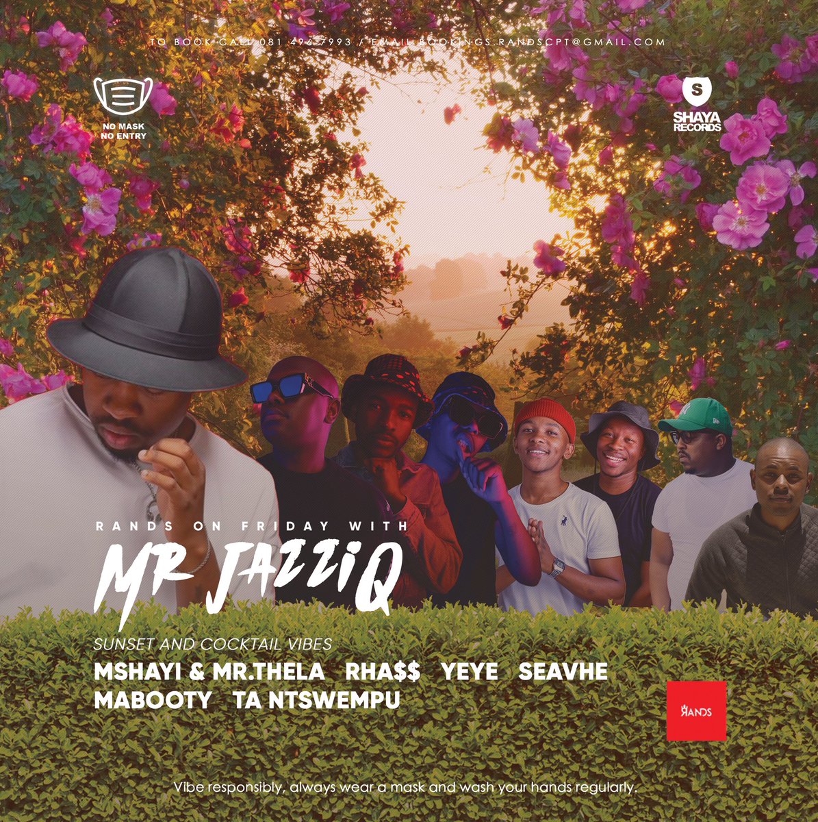 randscapetown's tweet photo. #RandsOnFriday is mnandi with some Yanos &amp; @MrJazziQ angisho guys? 

Gates open from 1pm, strict adherence to capacity. 

#SeeYourVibe https://t.co/51sIPzyLbs
