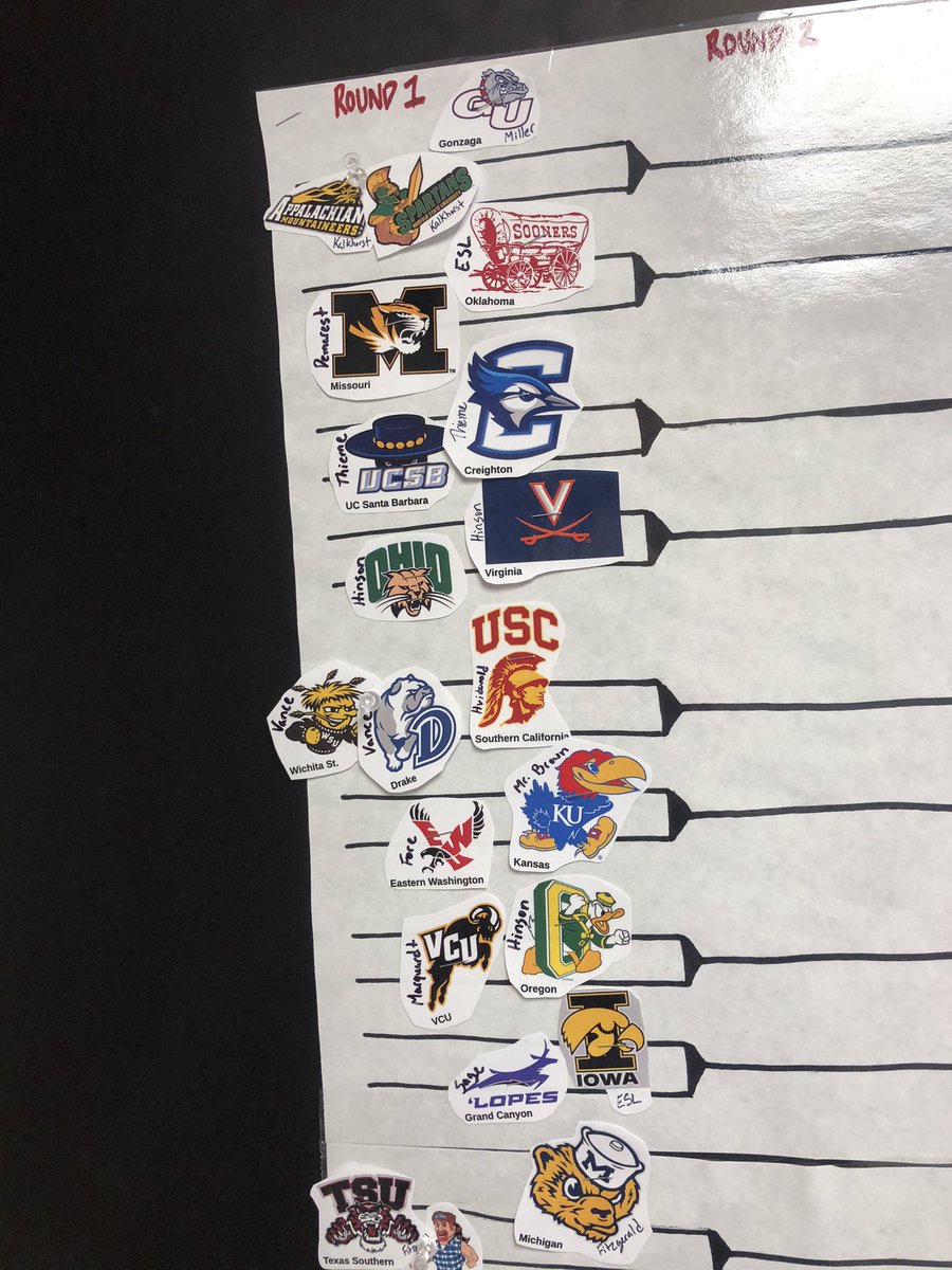 _CoachGlen's tweet image. The MustangBracketChallenge is ready for #MarchMadness 
Each class picks 3 teams out of a hat,if their team wins,they win an extra PE! Teaching them to dream big &amp;amp; think of higher education,one of those teams could be their future school! #physed 
 @SHAPE_Colorado @SHAPE_America