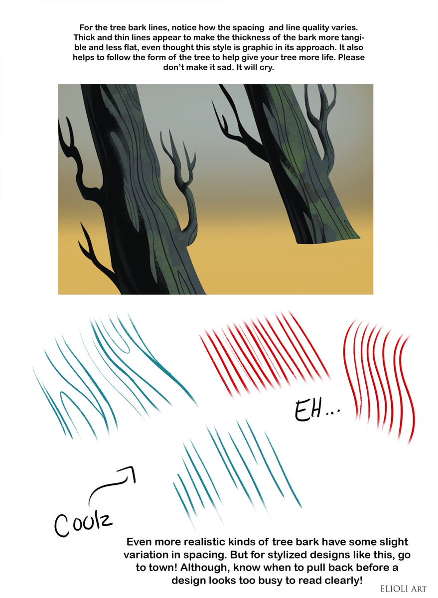 Posted these not too long ago, but hers a cartoon inspired tree tutorial from 2016! 