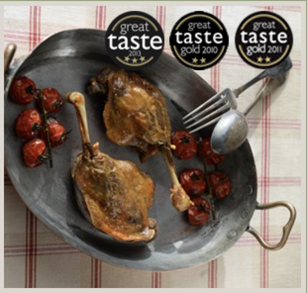 "Duck legs cooked the traditional French way, for a tender and succulent taste experience."

Mr Duck delicacies join Hamish Johnston shelves

duck ham 
rillettes 
confit de canard

mrduck.co.uk