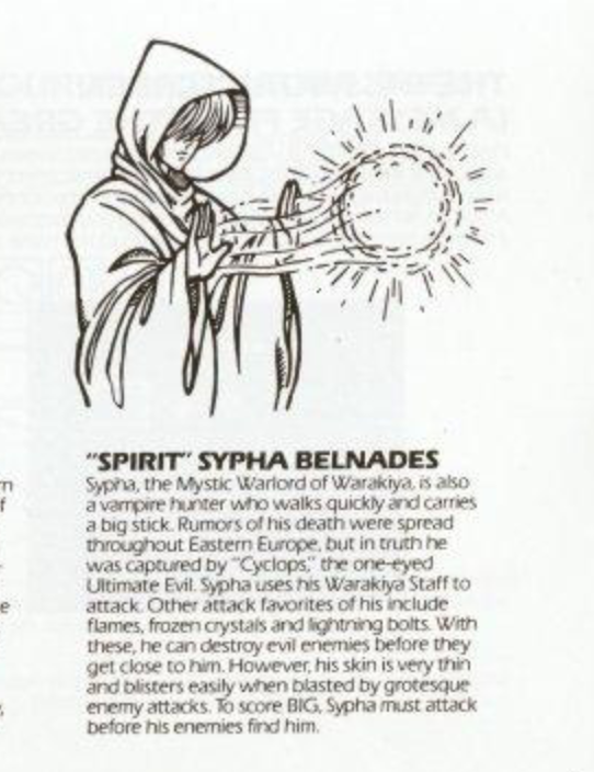 Reading the Castlevania 3 Booklet, and it is wild. I like how all of Sypha's spells sound normal and then suddenly we get to "Goodness Gracious Great Bolts of Lightning". 