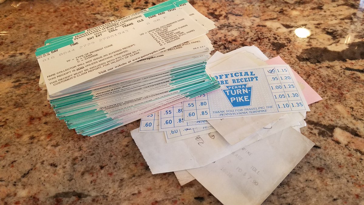 reecelights's tweet photo. #TBT for my fellow freelancers in PA...was shredding old tax returns and found these in my envelope of receipts. This was one year's worth, for 1999.
.
#lighting #lightingdesign #lightingdesigner #freelance #receipts #tollroad #tolls #1099 #paturnpike https://t.co/4XvlTVUJB0