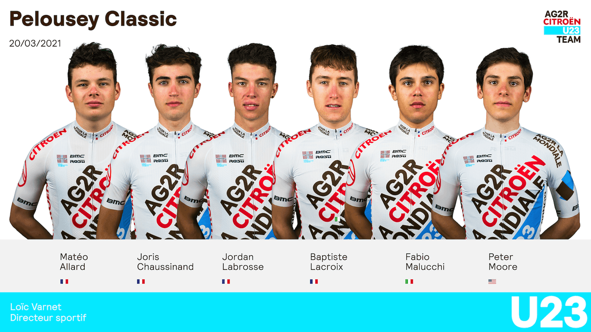ChamberyCF's tweet photo. [La Compo’] 👥

🇫🇷 Pelousey Classic (25)
📋 Toutes catégories
🗓 Sam 20/03 - 12h30
🚴🏼‍♂️ 128km

👉🏼 Matéo Allard - @ChaussinandJ - @LabrosseJordan - @Baptiste_lcrx - Fabio Malucchi - Peter Moore 👈🏼

#UnisDansLaFormation | #AG2RCITROËNU23TEAM 🚴🏼‍♂️ https://t.co/NHr4fZjRX7