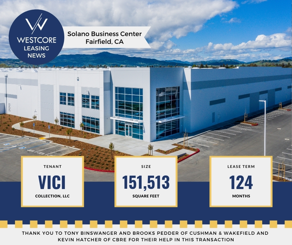 Westcore (@westcore) on Twitter photo We’re excited to welcome clothier <a href="/VICIDOLLS/">VICI DOLLS</a> to Solano Business Center! Thanks to everyone for another great team effort – <a href="/cushwake/">Cushman & Wakefield</a> <a href="/CBRE/">CBRE</a> We’re excited to welcome clothier <a href="/VICIDOLLS/">VICI DOLLS</a> to Solano Business Center! Thanks to everyone for another great team effort – <a href="/cushwake/">Cushman & Wakefield</a> <a href="/CBRE/">CBRE</a>