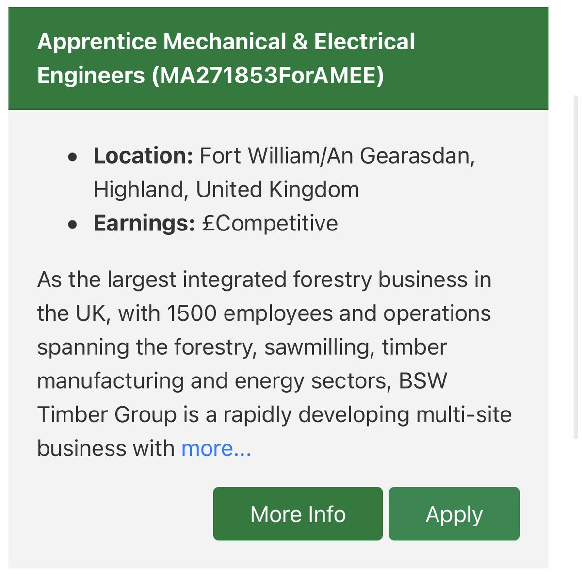 Opportunities await for 16-19 year olds looking to take their leap into electrical or mechanical engineering! Know someone? Send them the link right now 😁 #bswtimber #fortwilliam #apprenticeship