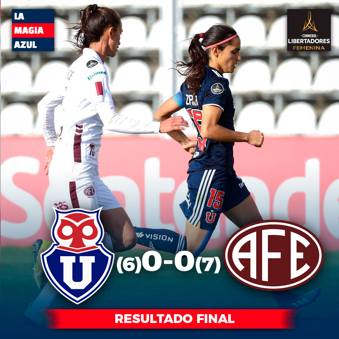 LaMagiaAzul's tweet image. Terminó el partido ⚽️

@udechilefem cayó por 7-6 en la tanda de penales ante Ferroviária y no pudo avanzar a la final de la @LibertadoresFEM 🏆

¡CON LA FRENTE EN ALTO MUCHACHAS, SON UN ORGULLO! 💪

#VamosLaU 🤘
#LaMagiaAzul 🔵🔴